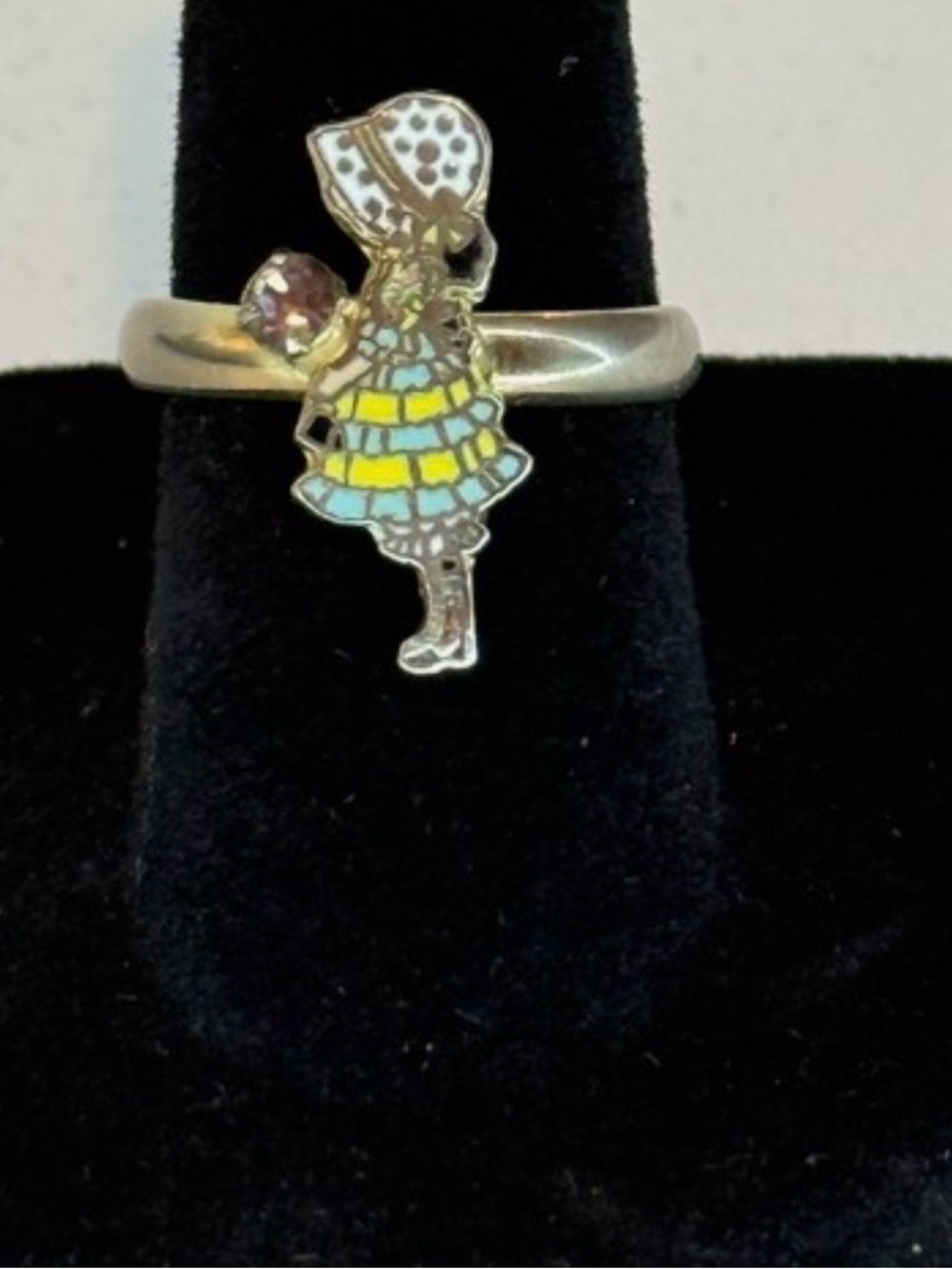 Yellow & Light Blue Girl Charm Ring - Women Jewelry